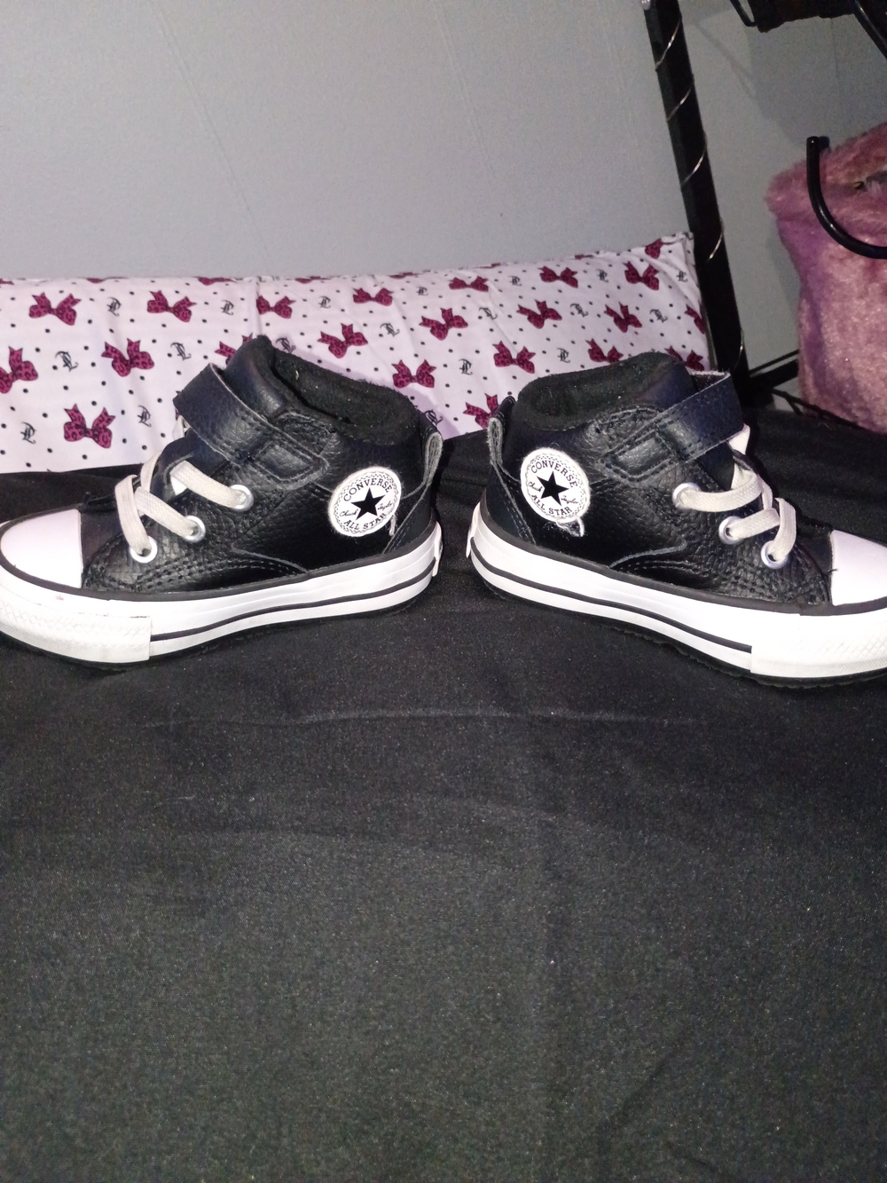 Converse Kids Black and White High-Top Sneakers with Star Logo
